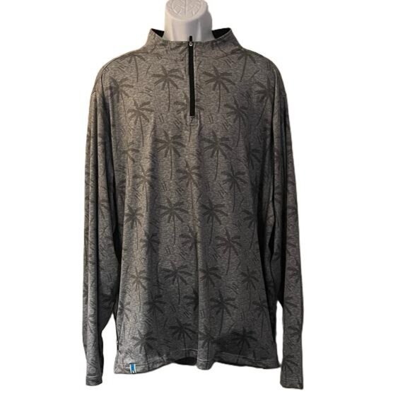 Chubbies 1/4 Zip Pullover Mens XXL Gray Palm Tree Golf Tropical Pockets Casual - Picture 1 of 6